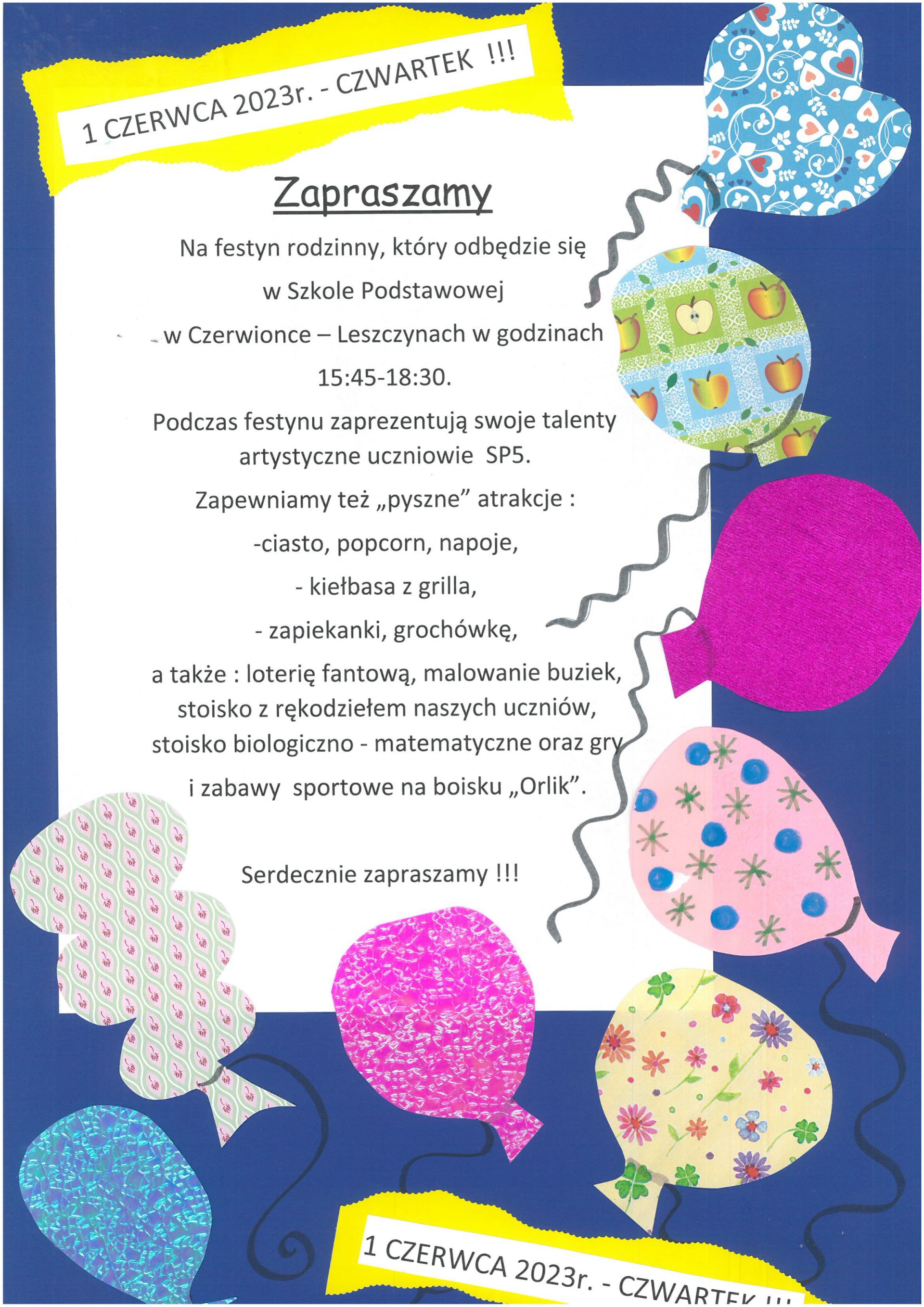 Plakat promujący festyn w SP5
